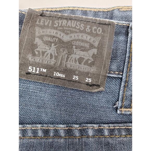 Levis Boys Size 10 Regular 511 Slim Straight Leg Jeans Medium Wash 25x25 - Picture 2 of 12